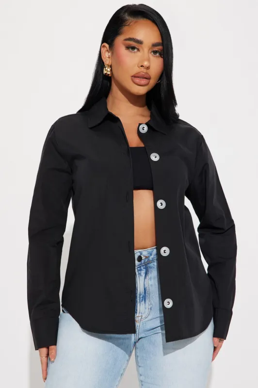 Manifesting Needs Poplin Shirt - Black sold by Fashion Nova