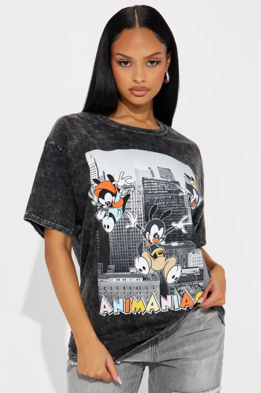 Animaniacs City Graphic Tee - Black Wash sold by Fashion Nova