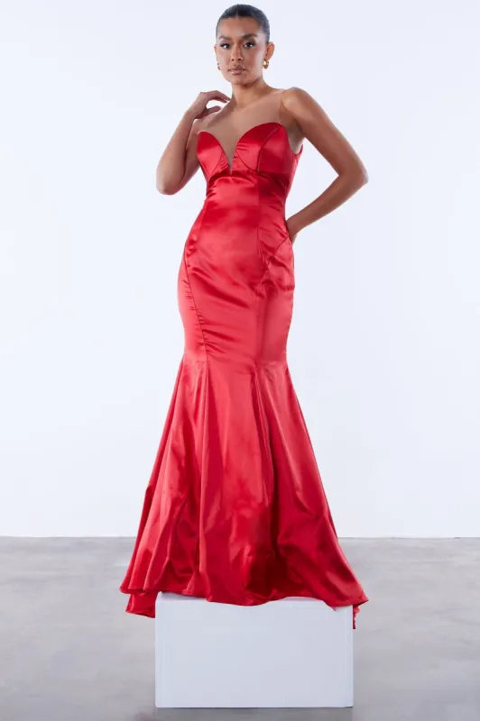 Daniella Satin Gown - Red sold by Fashion Nova