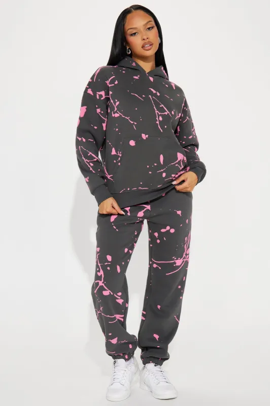 Paint Life Sweatsuit - Charcoal made by Fashion Nova