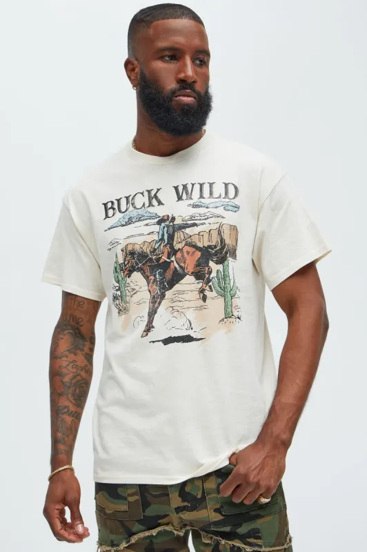 Buck Wild Short Sleeve Tee - Natural/Combo sold by Fashion Nova