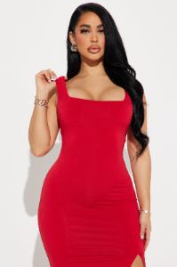 Kiss Me Sleeveless Midi Dress - Red sold by Fashion Nova