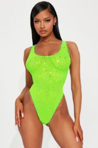 Techno Love Mesh Dance Bodysuit - Neon Green sold by Fashion Nova