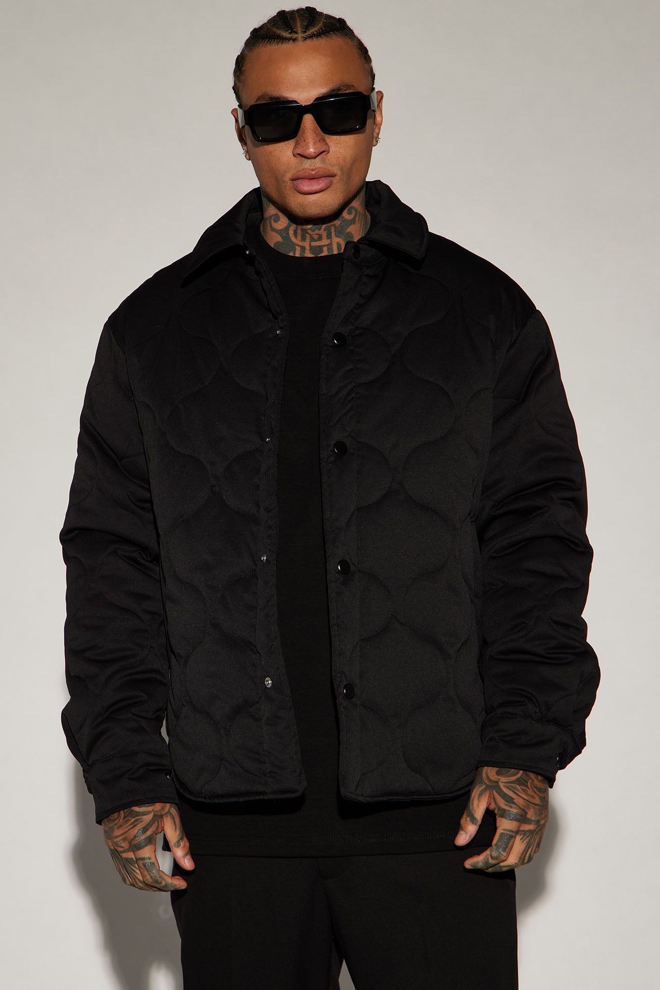 Making Progress Quilted Shacket - Black sold by Fashion Nova