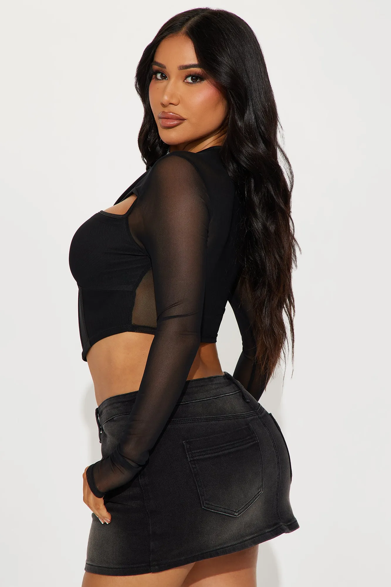 Man Down Mesh Corset Top - Black sold by Fashion Nova product image thumbnail 3