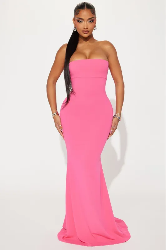 Carried Away Crepe Knit Gown - Pink sold by Fashion Nova