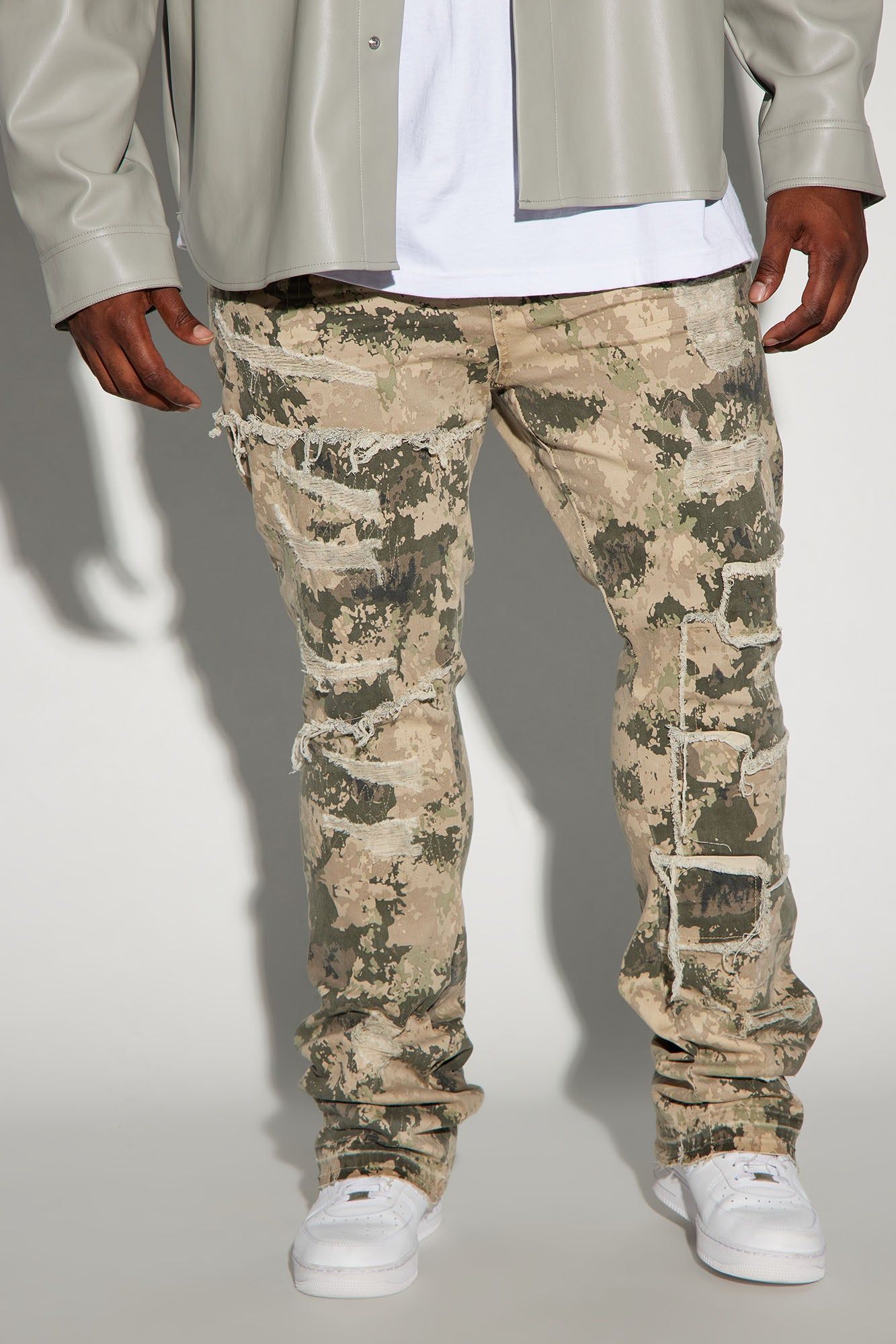 At The Moment Stacked Skinny Flare Pants - Green/combo sold by Fashion Nova product image thumbnail 2