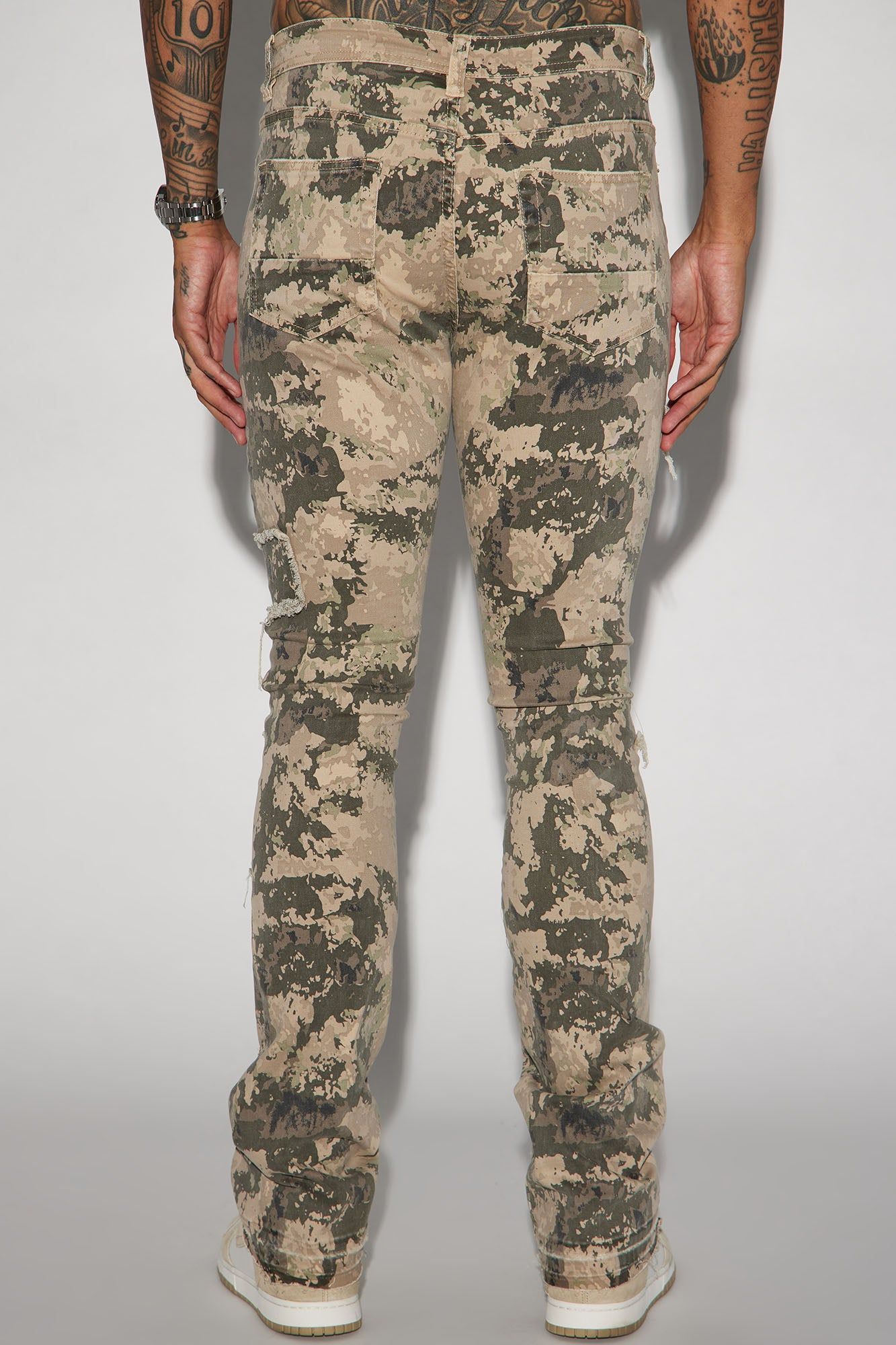 At The Moment Stacked Skinny Flare Pants - Green/combo sold by Fashion Nova product image thumbnail 5