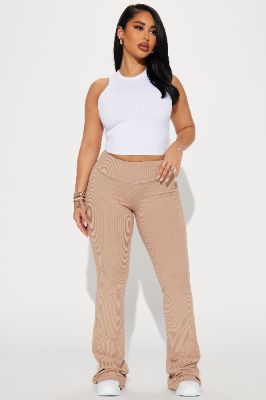 Amber Ribbed Flare Pant - Brown sold by Fashion Nova