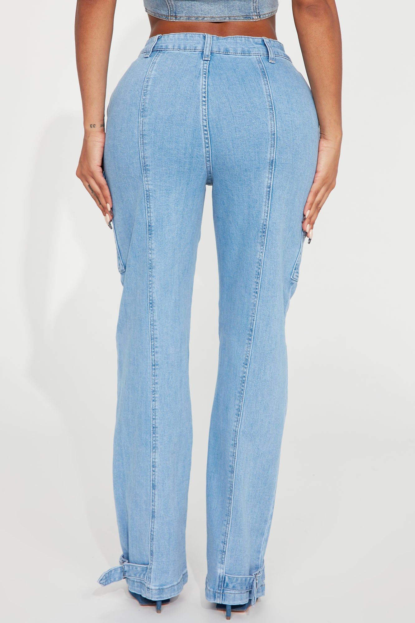 Big Decisions Non Stretch Cargo Jeans - Light Wash sold by Fashion Nova product image thumbnail 3