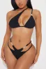 Liana Gems Asymmetrical 2 Piece Bikini - Black sold by Fashion Nova