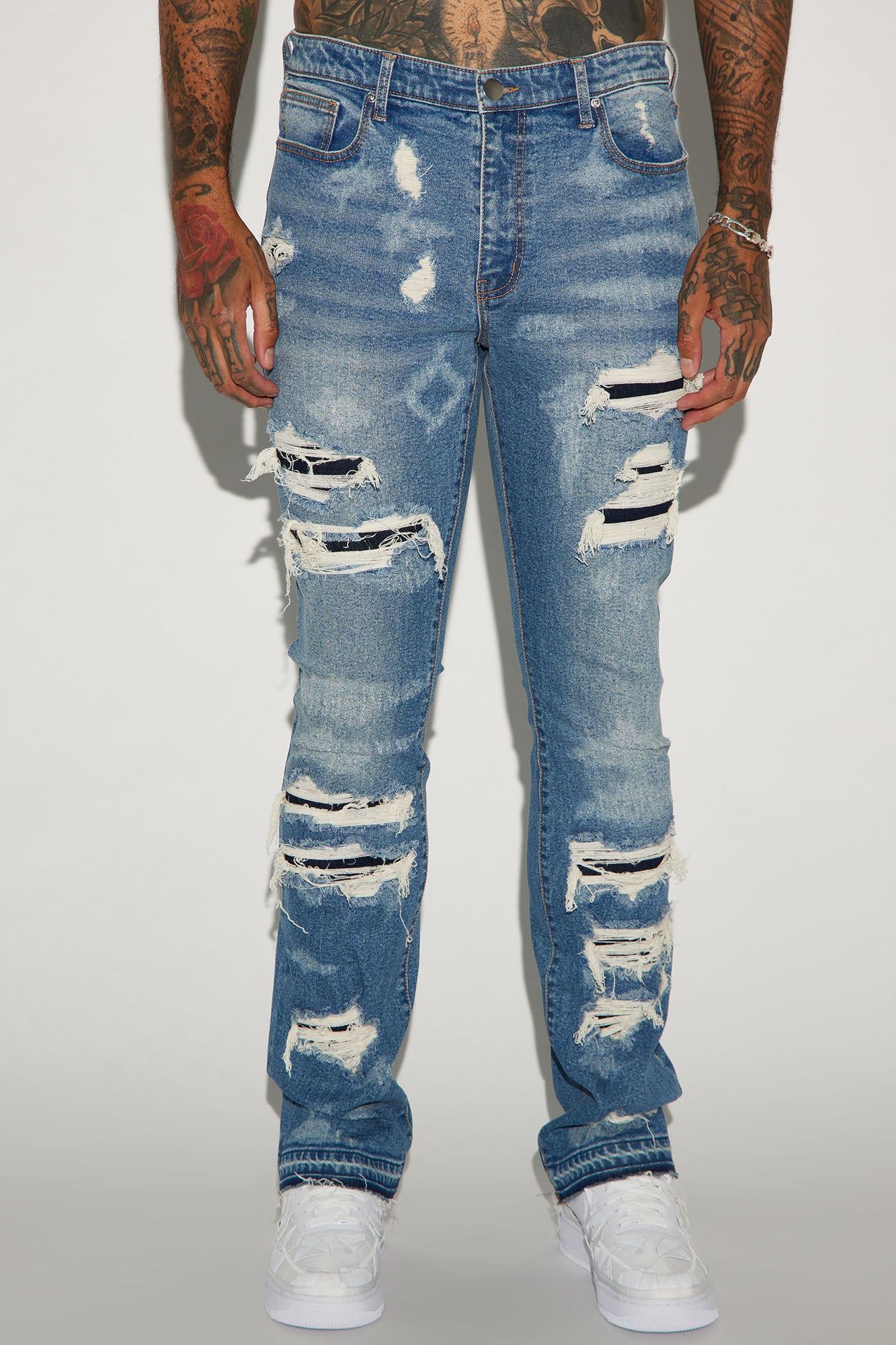 Cuff Me Stacked Skinny Flared Jeans - Medium Wash sold by Fashion Nova product image thumbnail 4