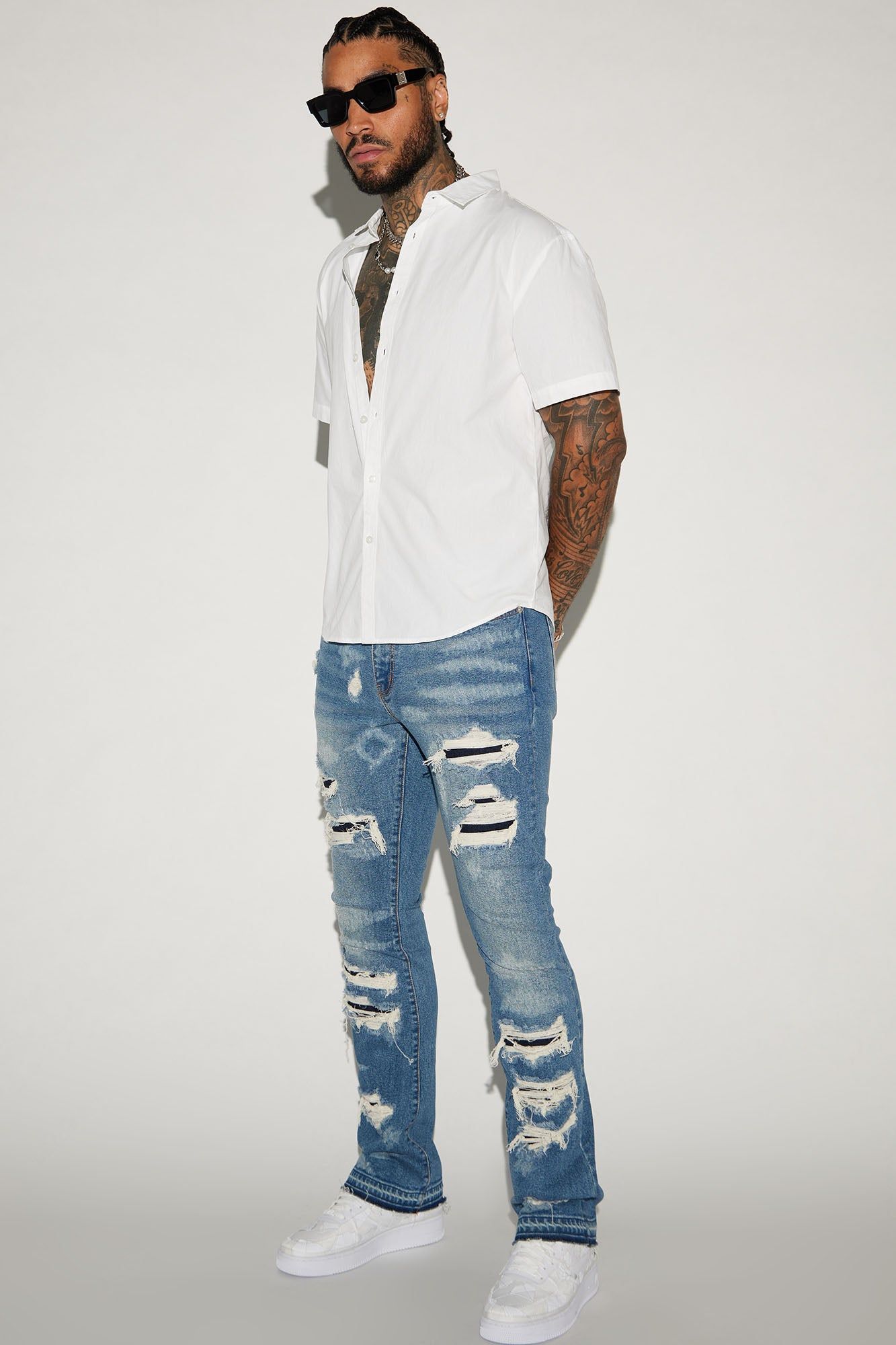 Cuff Me Stacked Skinny Flared Jeans - Medium Wash sold by Fashion Nova product image thumbnail 3