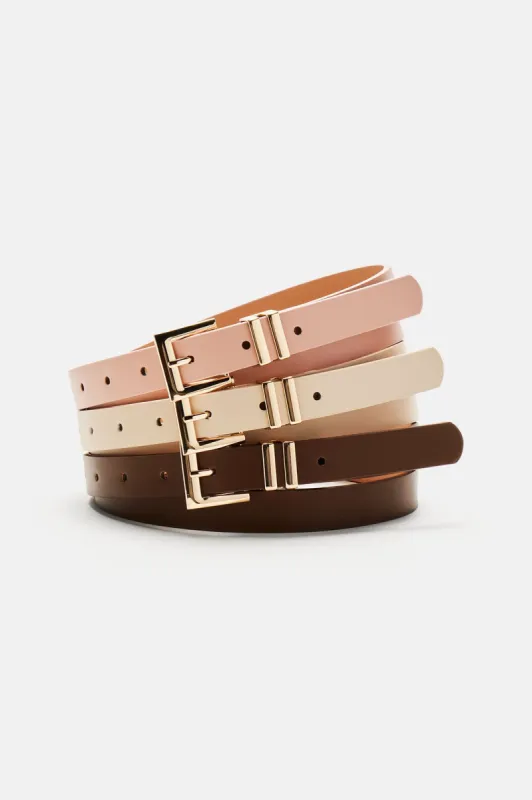 I Got Options Trio Belt Set - Nude/combo sold by Fashion Nova