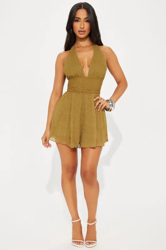 Take Me There Romper - Olive sold by Fashion Nova