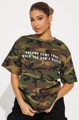 Dreams Come True Camo Tee - Camouflage sold by Fashion Nova