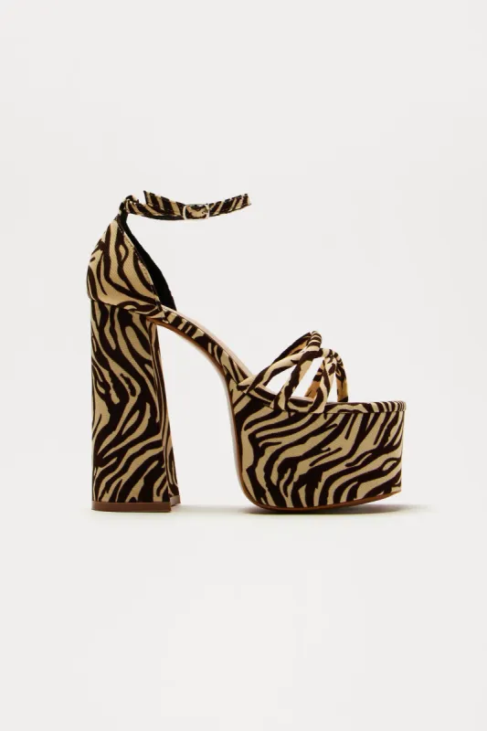 Do Right By You Platform Heels - Brown/combo sold by Fashion Nova