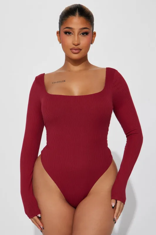 Irina Double Lined Bodysuit - Wine sold by Fashion Nova