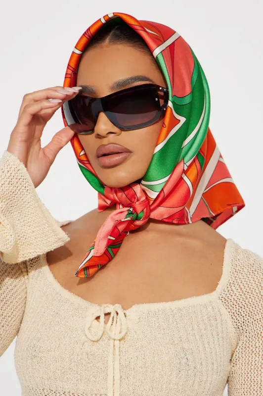 Gone Tanning Head Scarf - Peach/combo sold by Fashion Nova