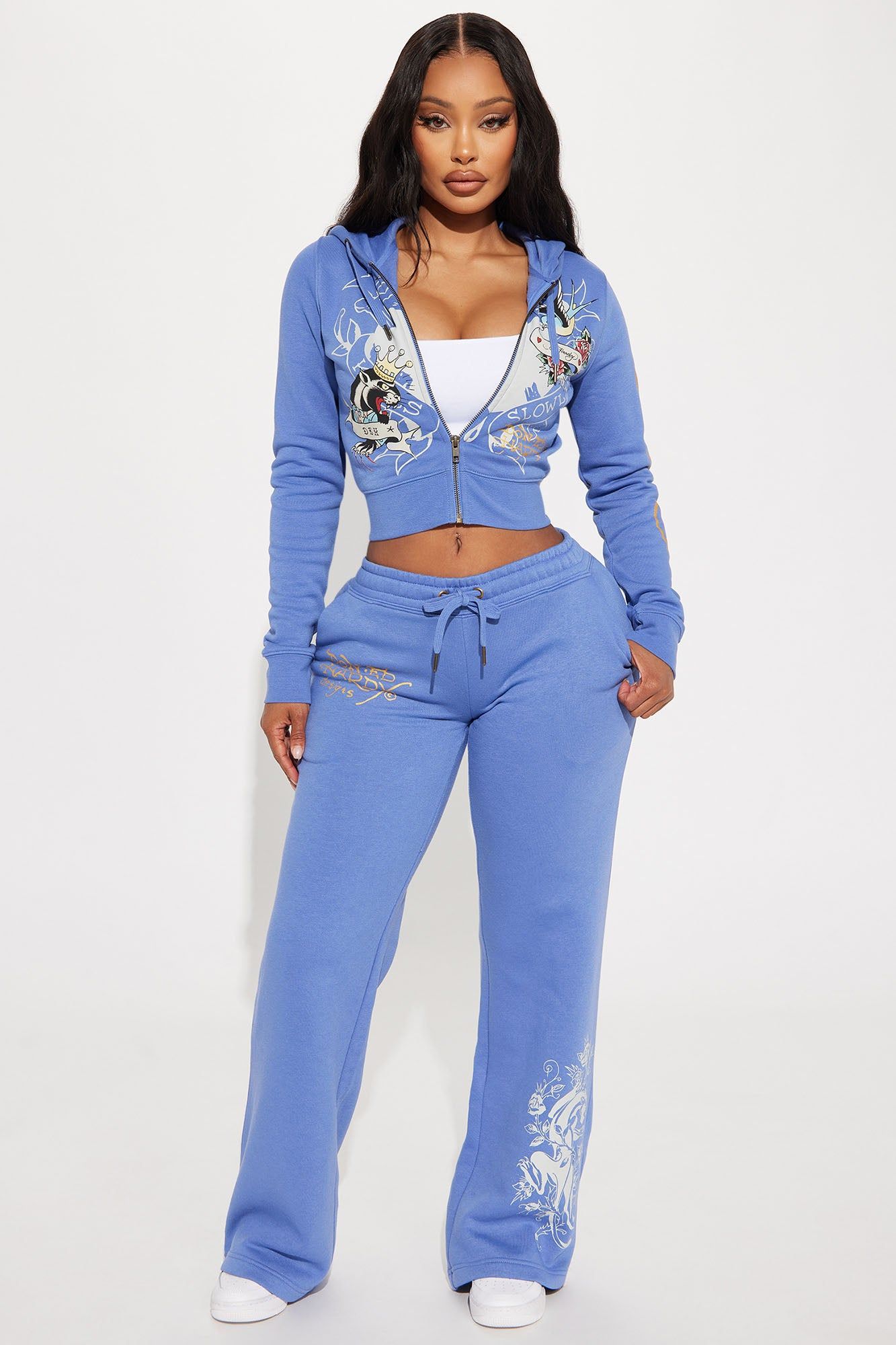 Ed Hardy Free Bird Zip Up Hoodie - Blue sold by Fashion Nova product image thumbnail 2