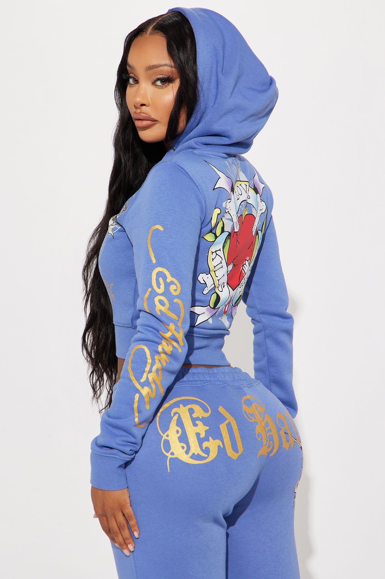 Ed Hardy Free Bird Zip Up Hoodie - Blue sold by Fashion Nova product image thumbnail 4