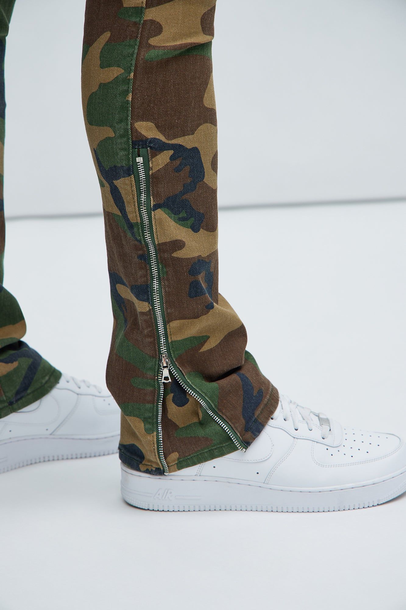 On The Verge Waxed Cargo Zipper Flare Pants - Camouflage sold by Fashion Nova product image thumbnail 3