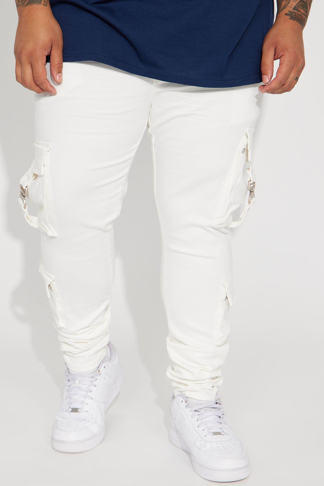 Hold On Cargo Stacked Skinny Jeans - White sold by Fashion Nova product image thumbnail 2