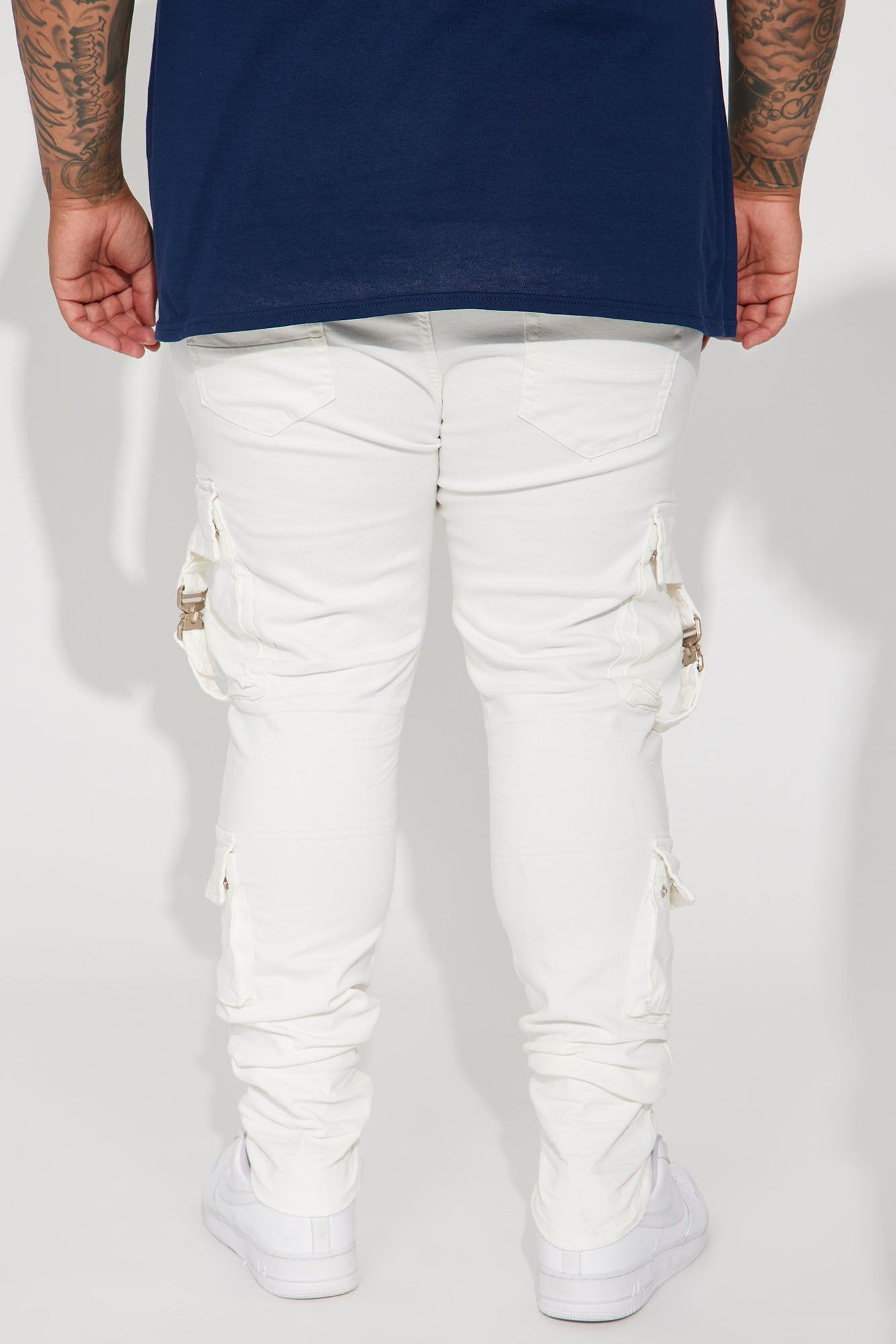 Hold On Cargo Stacked Skinny Jeans - White sold by Fashion Nova product image thumbnail 9