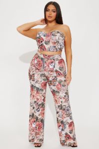 Sweet Moment Pant Set - Taupe/combo sold by Fashion Nova