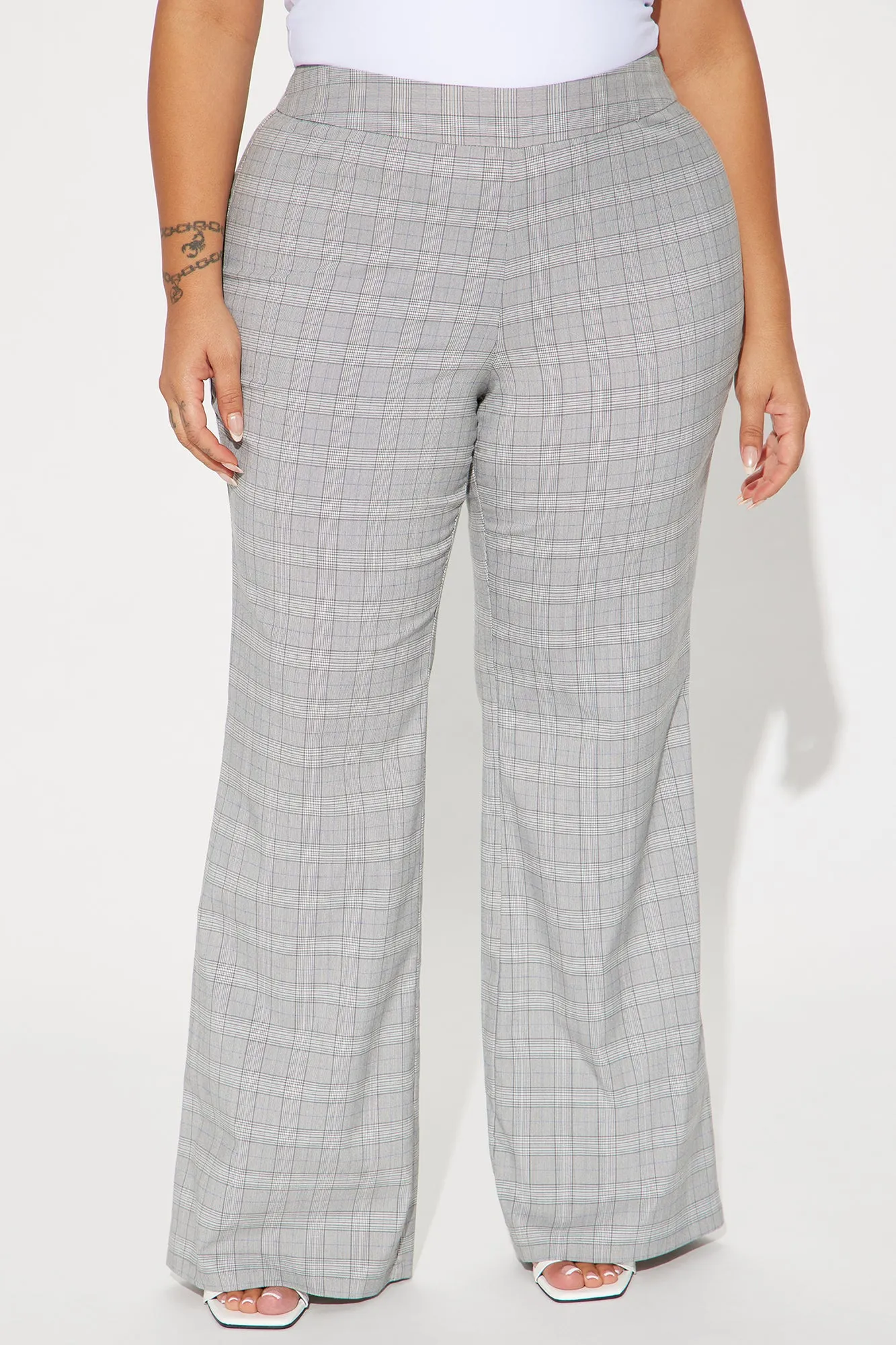 Natasha Plaid Flare Trouser - Grey sold by Fashion Nova product image thumbnail 5