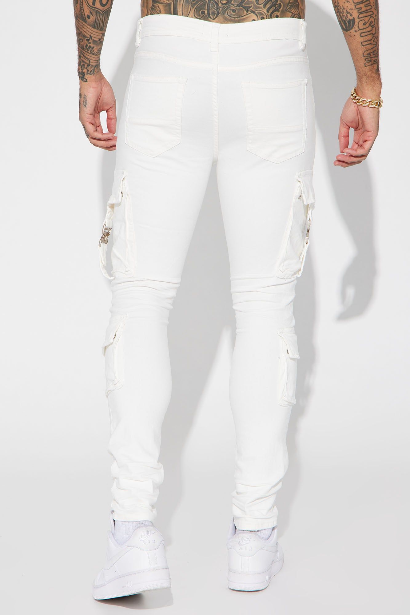 Hold On Cargo Stacked Skinny Jeans - White sold by Fashion Nova product image thumbnail 6