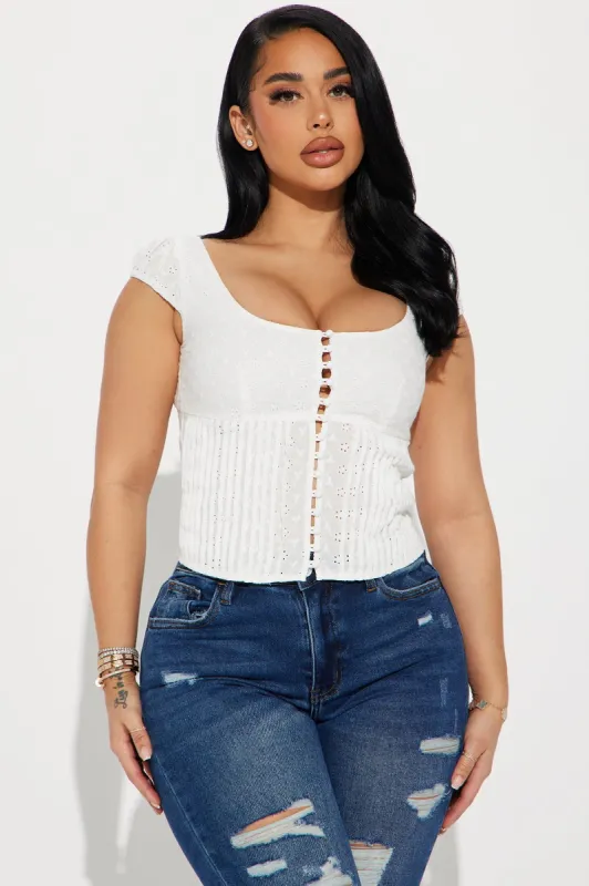 Enchanting Eyelet Blouse Top - White sold by Fashion Nova