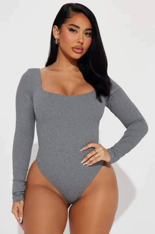 Irina Double Lined Bodysuit - Heather Grey sold by Fashion Nova