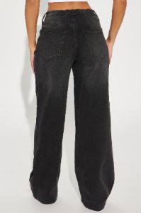 In The Swing Of It Elastic Waistband Wide Leg Jeans - Black sold by Fashion Nova