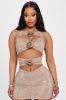 Rosa Rhinestone Mesh Mini Dress - Nude sold by Fashion Nova