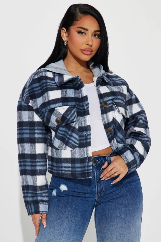 Keep Checking Plaid Shacket - Blue/combo sold by Fashion Nova