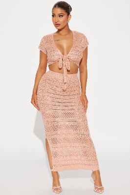 Candi Crochet Skirt Set - Pink sold by Fashion Nova
