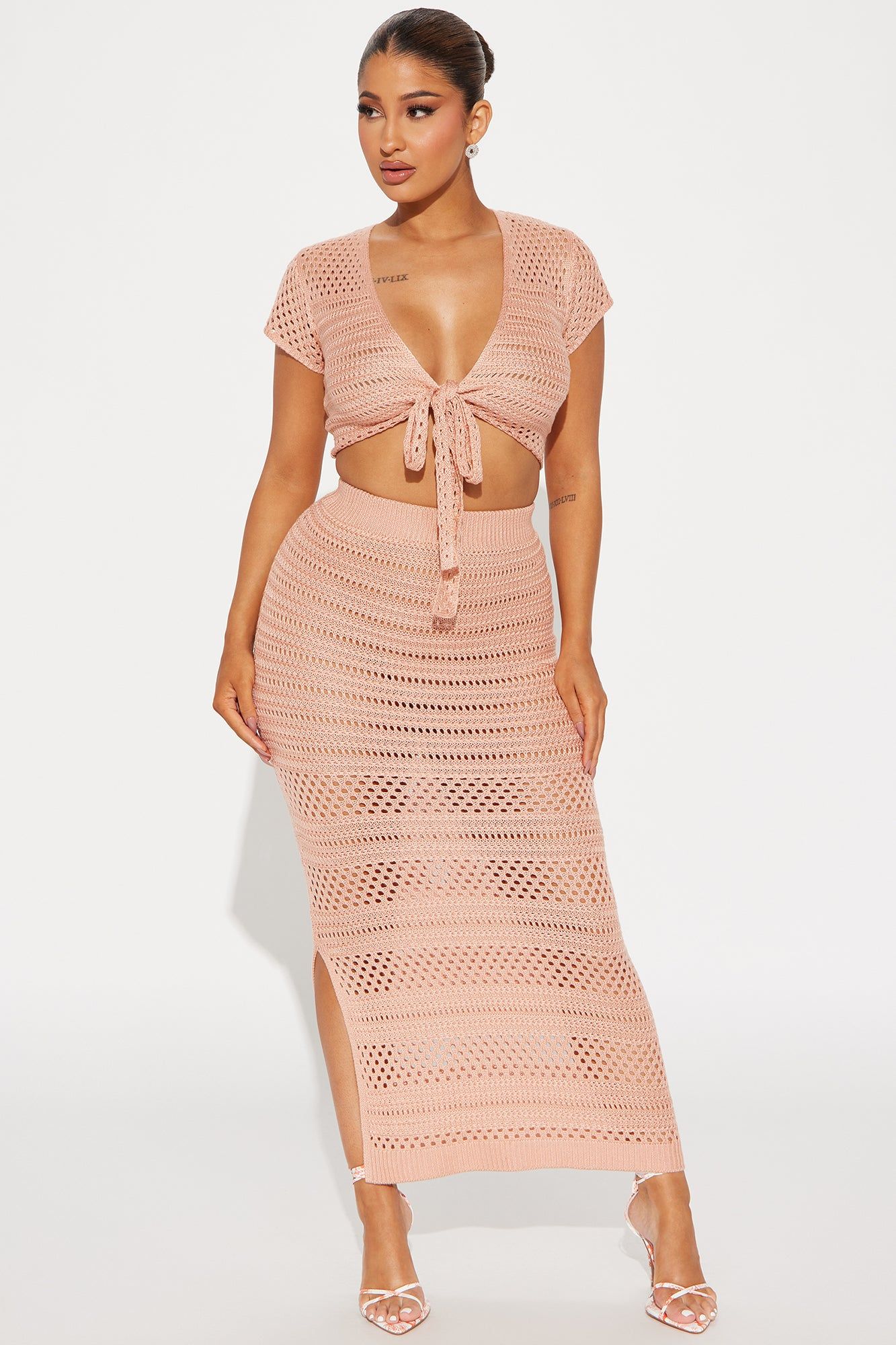Candi Crochet Skirt Set - Pink sold by Fashion Nova