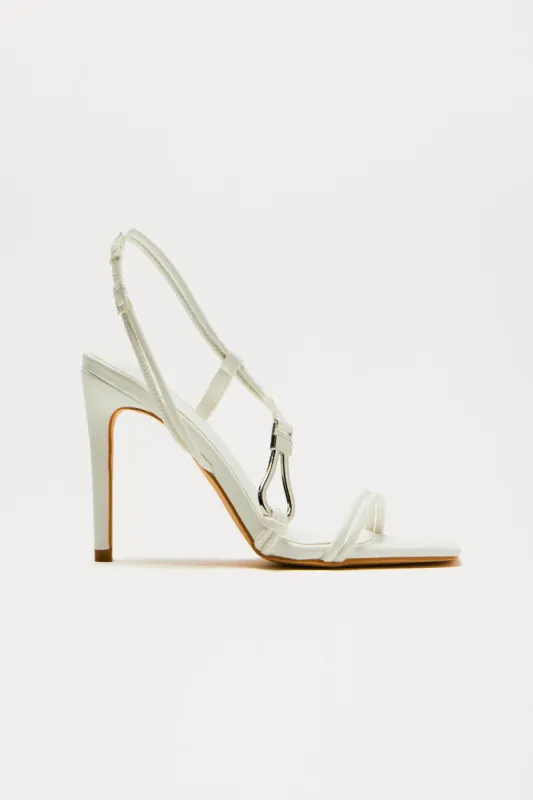 New Distraction Slingback Heels - White sold by Fashion Nova