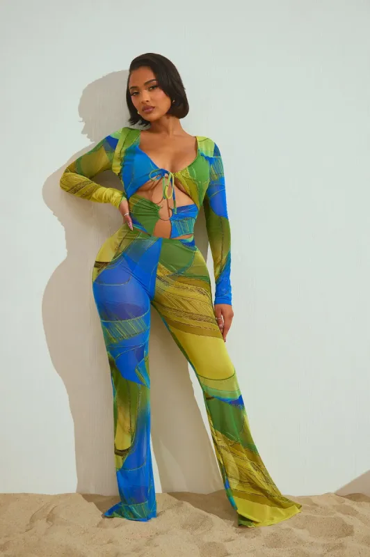 Call You Later Mesh Jumpsuit - Blue/combo sold by Fashion Nova