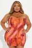 Janell Mesh Mini Dress - Orange/combo sold by Fashion Nova
