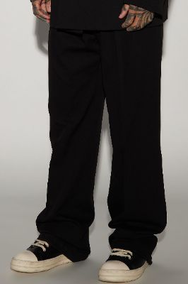 Gabardine Relaxed Flare Trousers - Black sold by Fashion Nova