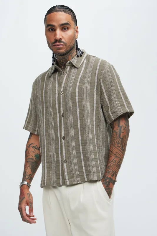 Stuart Stripe Shirt - Olive sold by Fashion Nova