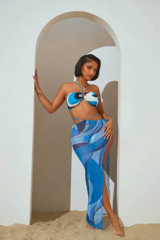 Ipanema Beach Beaded Cover Up Maxi Skirt - Teal/combo sold by Fashion Nova