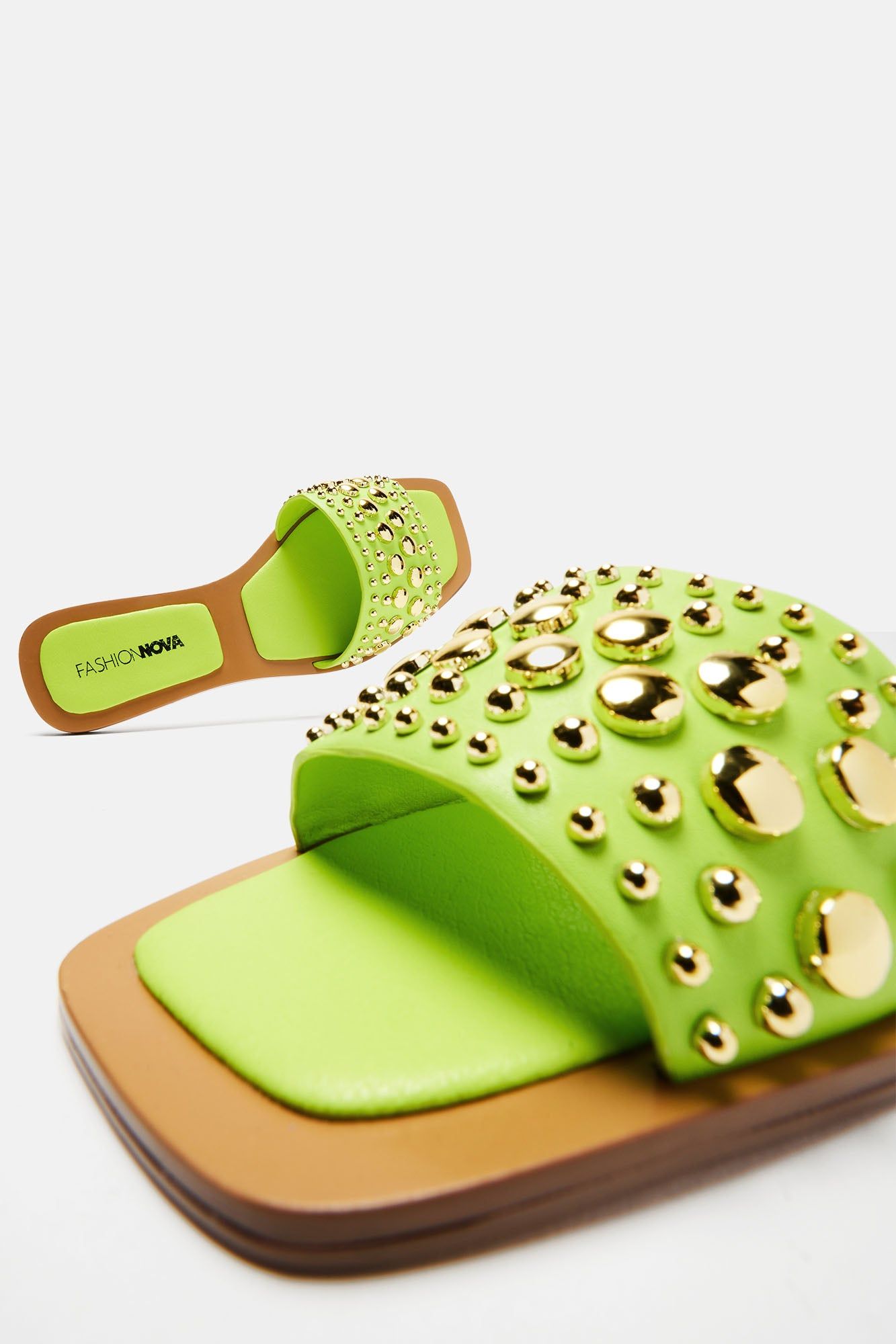 Easy On The Eyes Flat Sandals - Chartreuse sold by Fashion Nova product image thumbnail 5