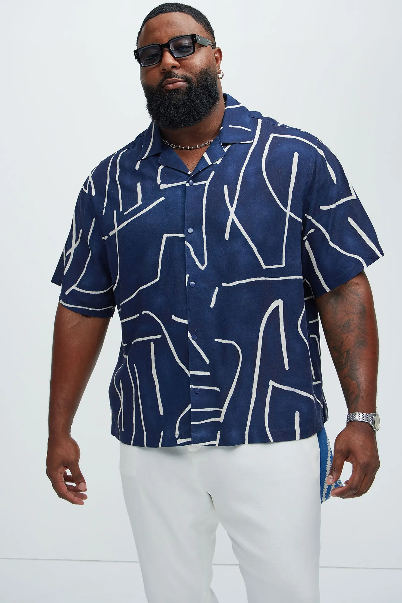Walter Linen Shirt - Blue/combo sold by Fashion Nova product image thumbnail 4
