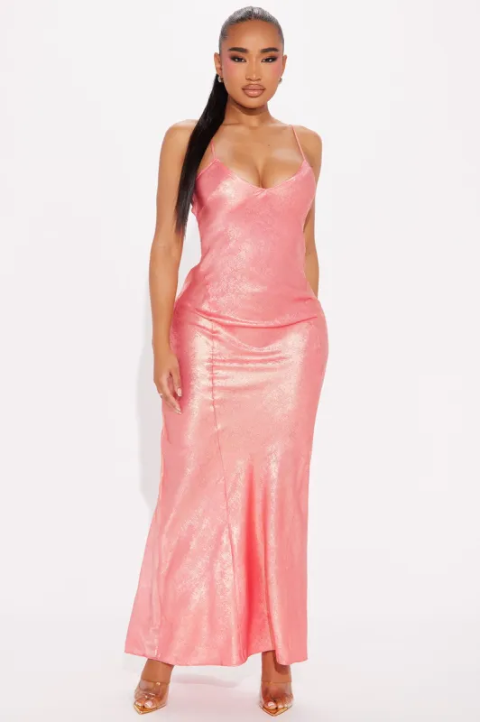Sadie Metallic Maxi Dress - Rust sold by Fashion Nova