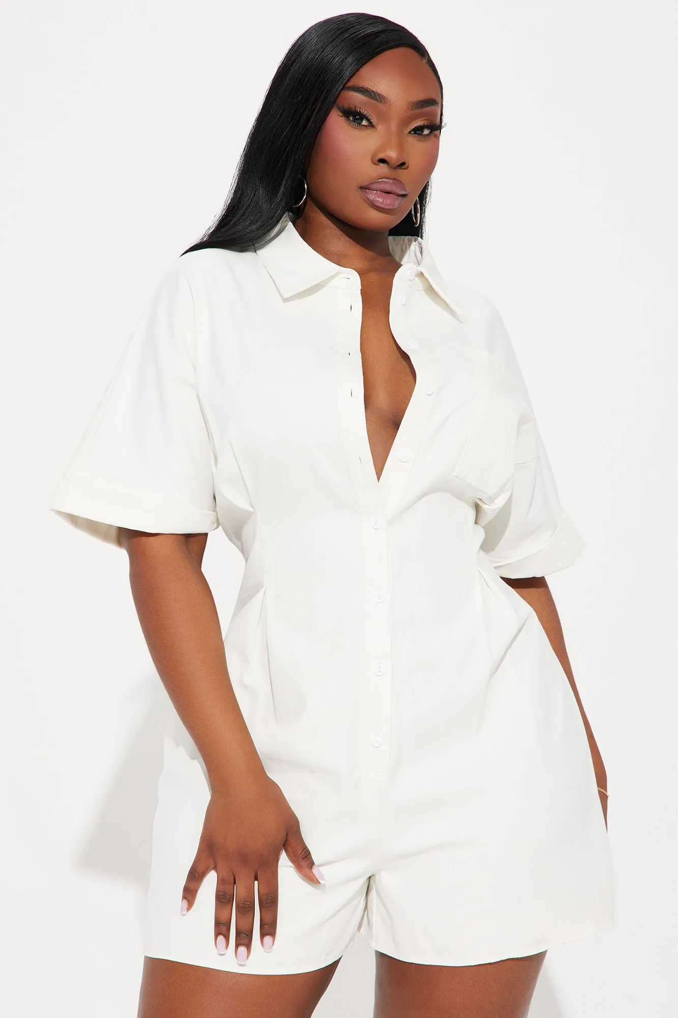 Press The Facts Romper - Ivory sold by Fashion Nova product image thumbnail 4