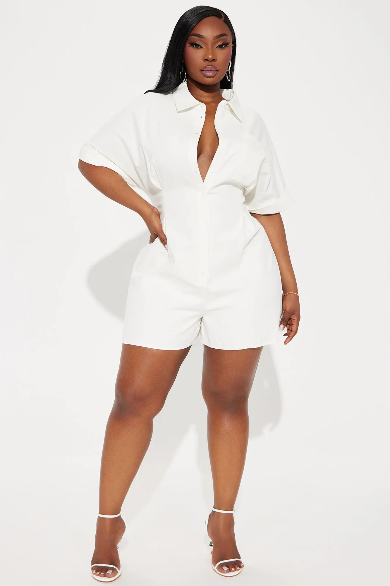Press The Facts Romper - Ivory sold by Fashion Nova product image thumbnail 5