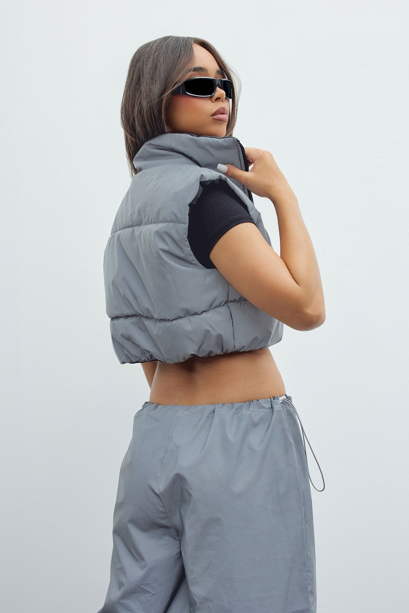 Vibe Check Reflective Jogger Set - Silver sold by Fashion Nova product image thumbnail 3